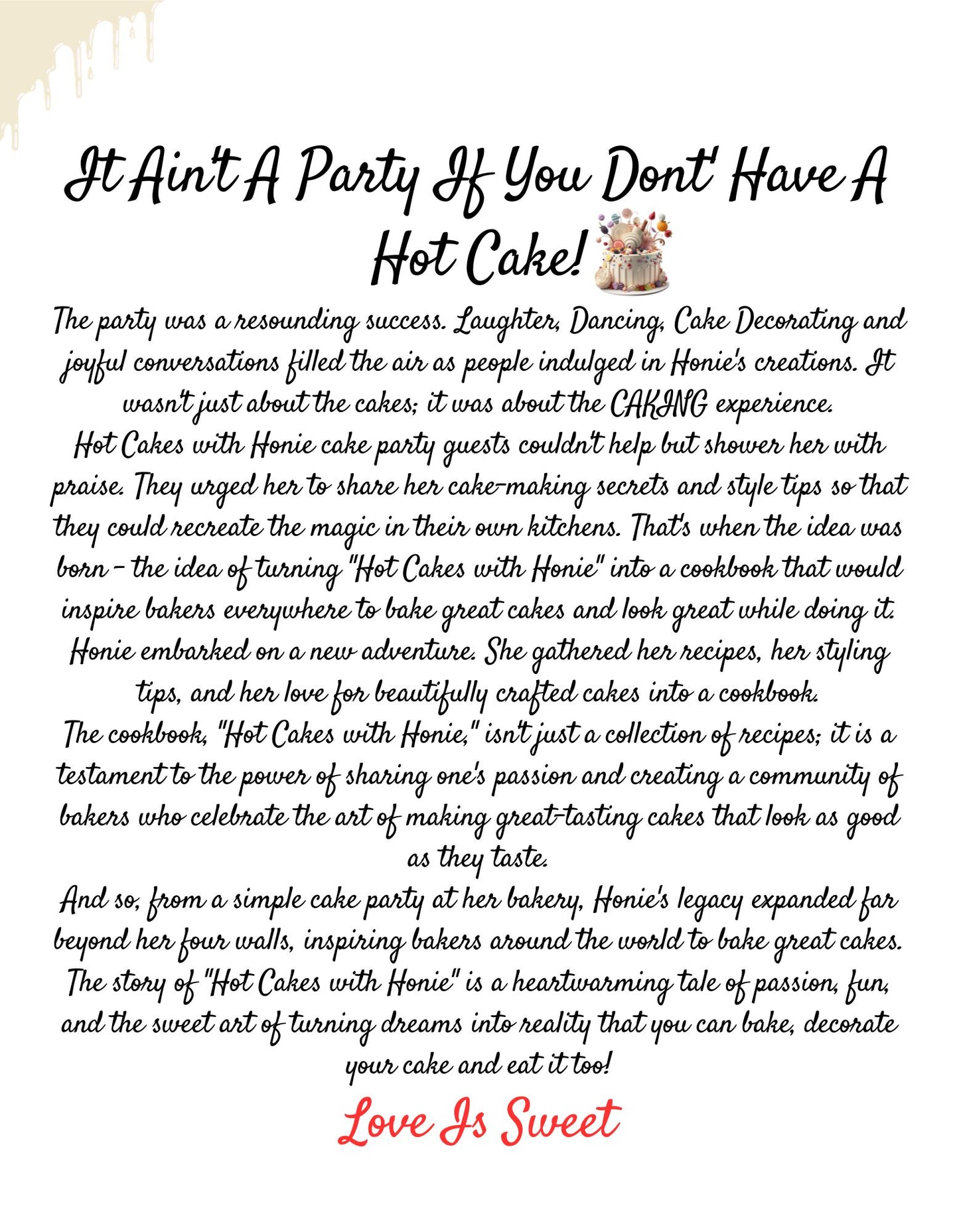 Baking Recipe Book - Hot Cakes With Honie