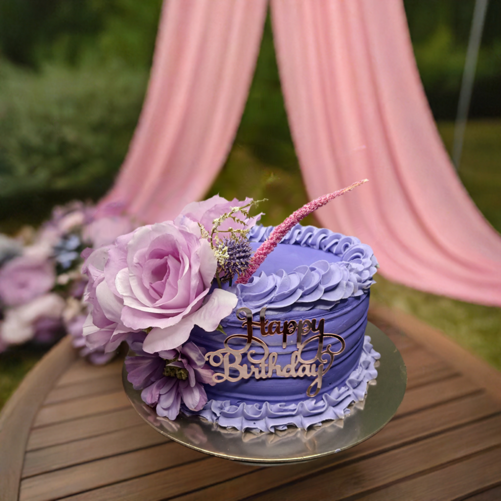 Custom Cake with Fresh Flowers