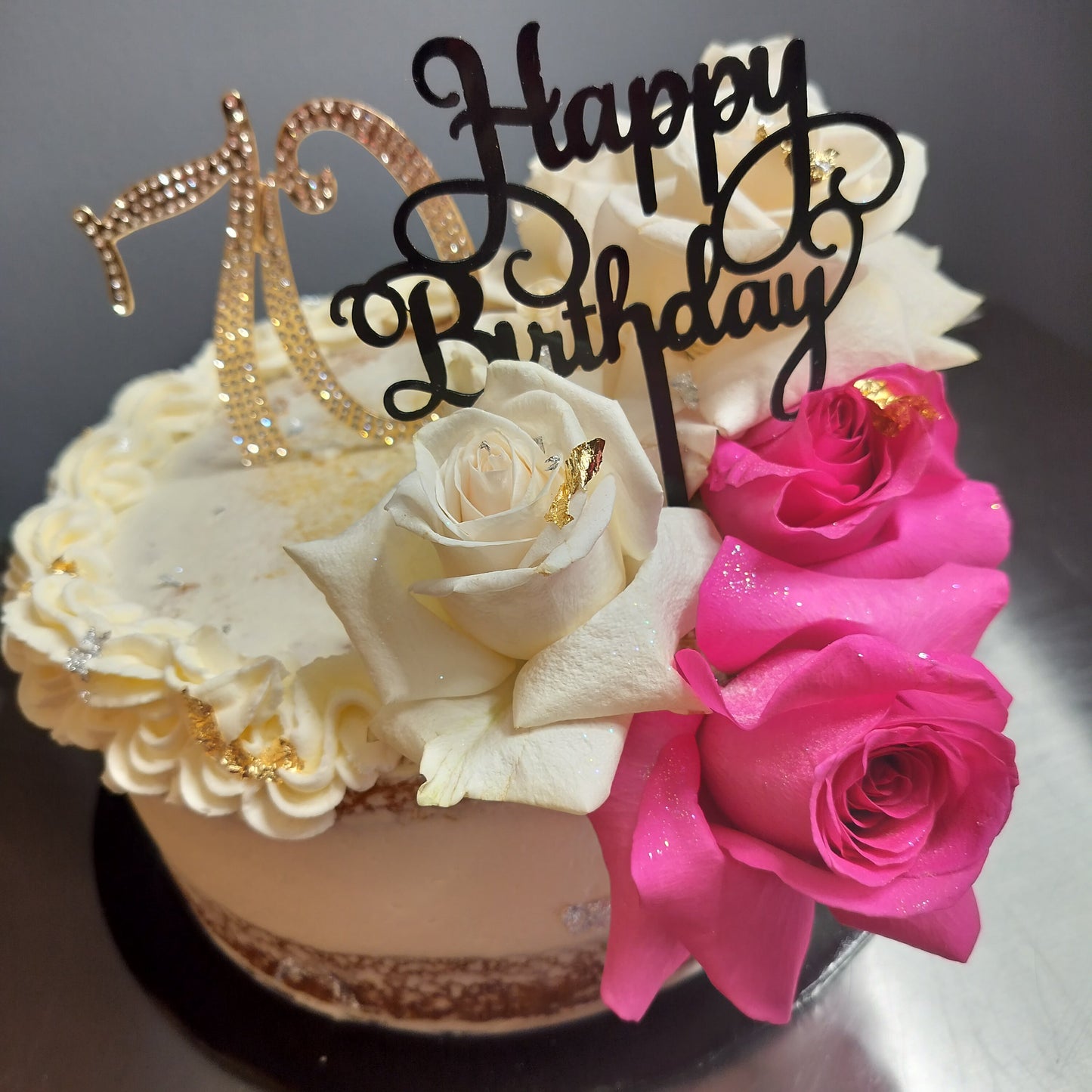Custom Cake with Fresh Flowers