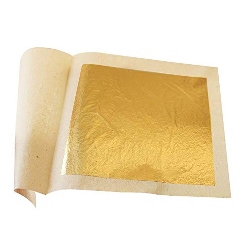 Edible Gold Leaf Sheets 30pc M-size 24 Karat 1.2" X 1.2" Genuine for Cooking, Cakes & Chocolates, Decoration, Health & Spa (gold)