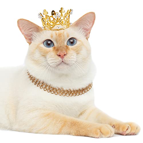 4 Pcs Crown Cake Topper Mini Tiara Birthday Crown Crystal Pearl Vintage Small Cake Crown Topper for Birthday Wedding Party Bouquet Flower Arrangements Baby Shower Decor (Gold, Classic Style)