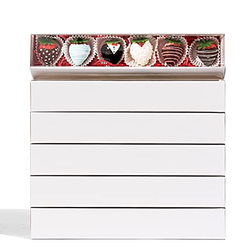 20Pack 12x2¼x2 Inches Clear Chocolate Covered Strawberries Boxes for 6, Macaron boxes for 12, Truffle Boxes Cocoa Bombs Cookies boxes