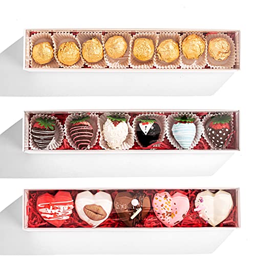 20Pack 12x2¼x2 Inches Clear Chocolate Covered Strawberries Boxes for 6, Macaron boxes for 12, Truffle Boxes Cocoa Bombs Cookies boxes
