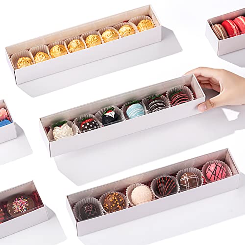 20Pack 12x2¼x2 Inches Clear Chocolate Covered Strawberries Boxes for 6, Macaron boxes for 12, Truffle Boxes Cocoa Bombs Cookies boxes