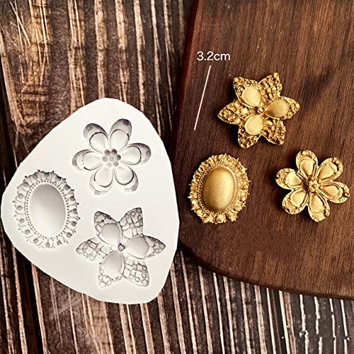 Set of 3 Vintage Frame Cupcake Fondant Mold Baroque Style Fondant Silicone Mold for Sugarcraft Cupcake Topper Jewelry Polymer Clay Crafting Projects