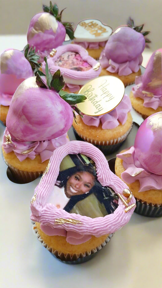 Glam Cupcakes - 1 dz Cupcakes with photos and Dipped Berries