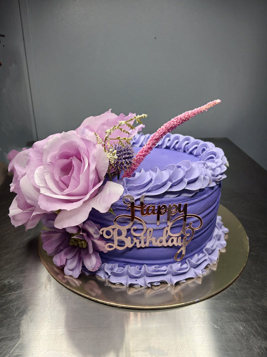 Custom Cake with Fresh Flowers
